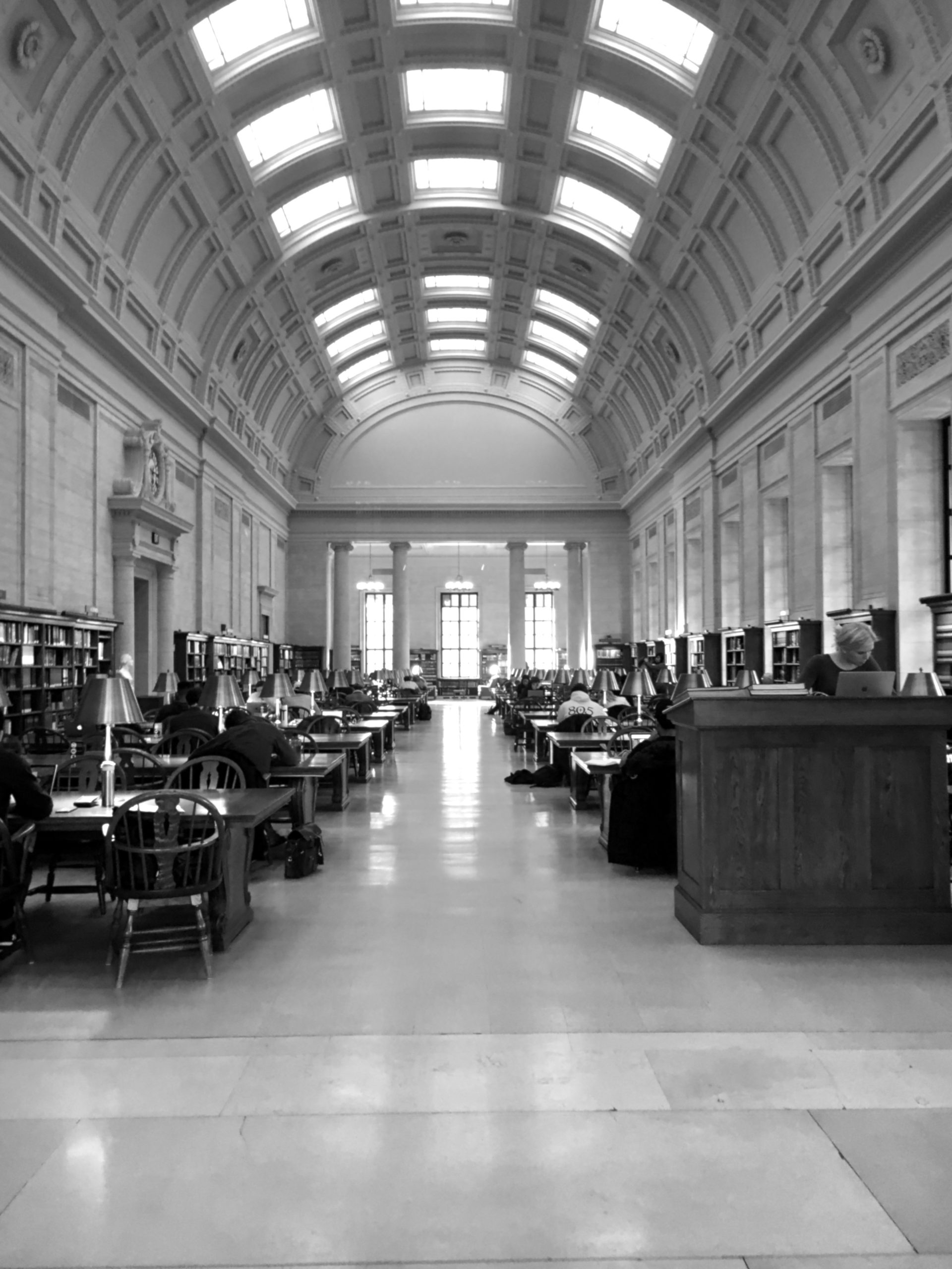 Photo inside Widener Library, Harvard