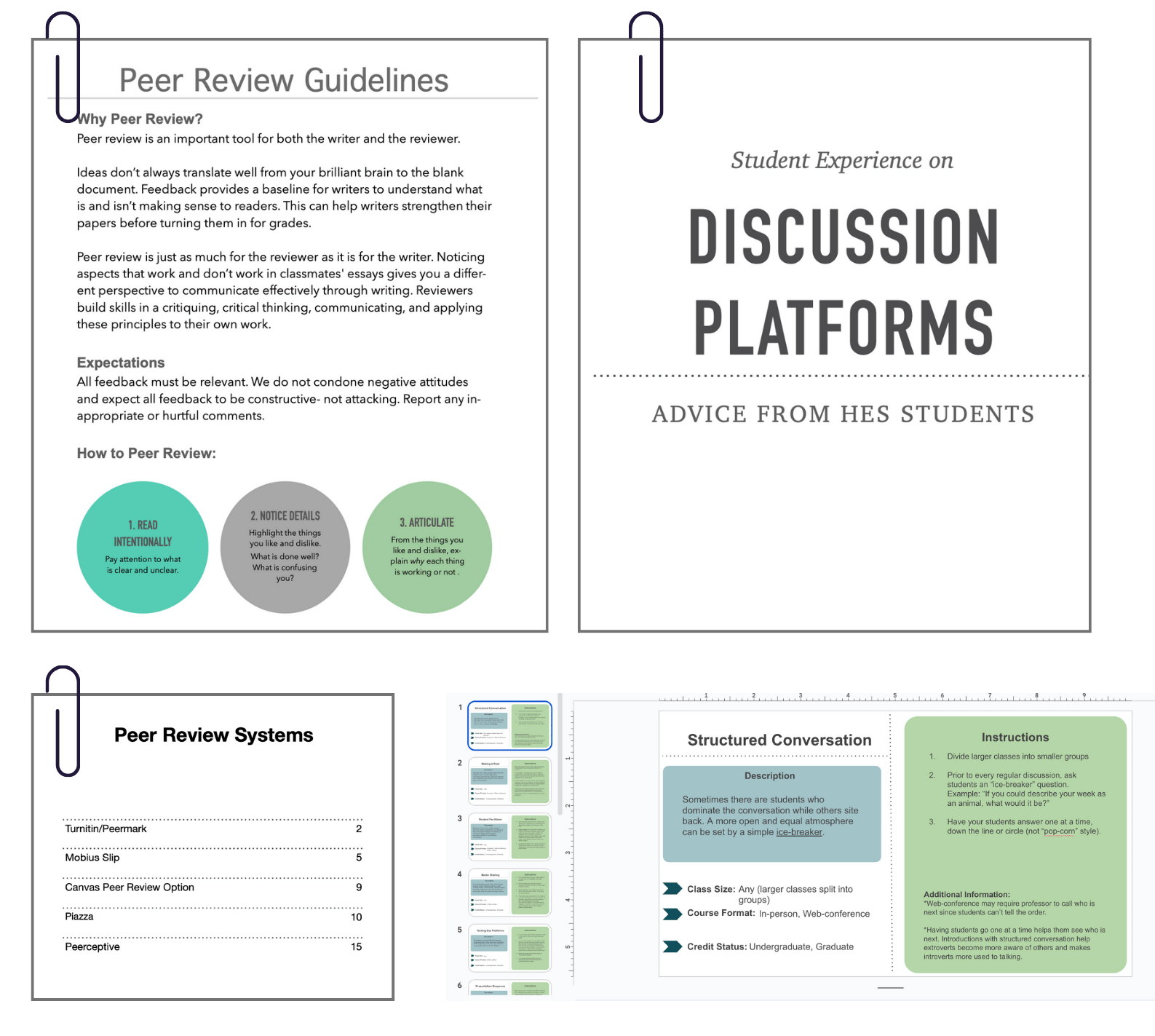 Images of resources for peer review